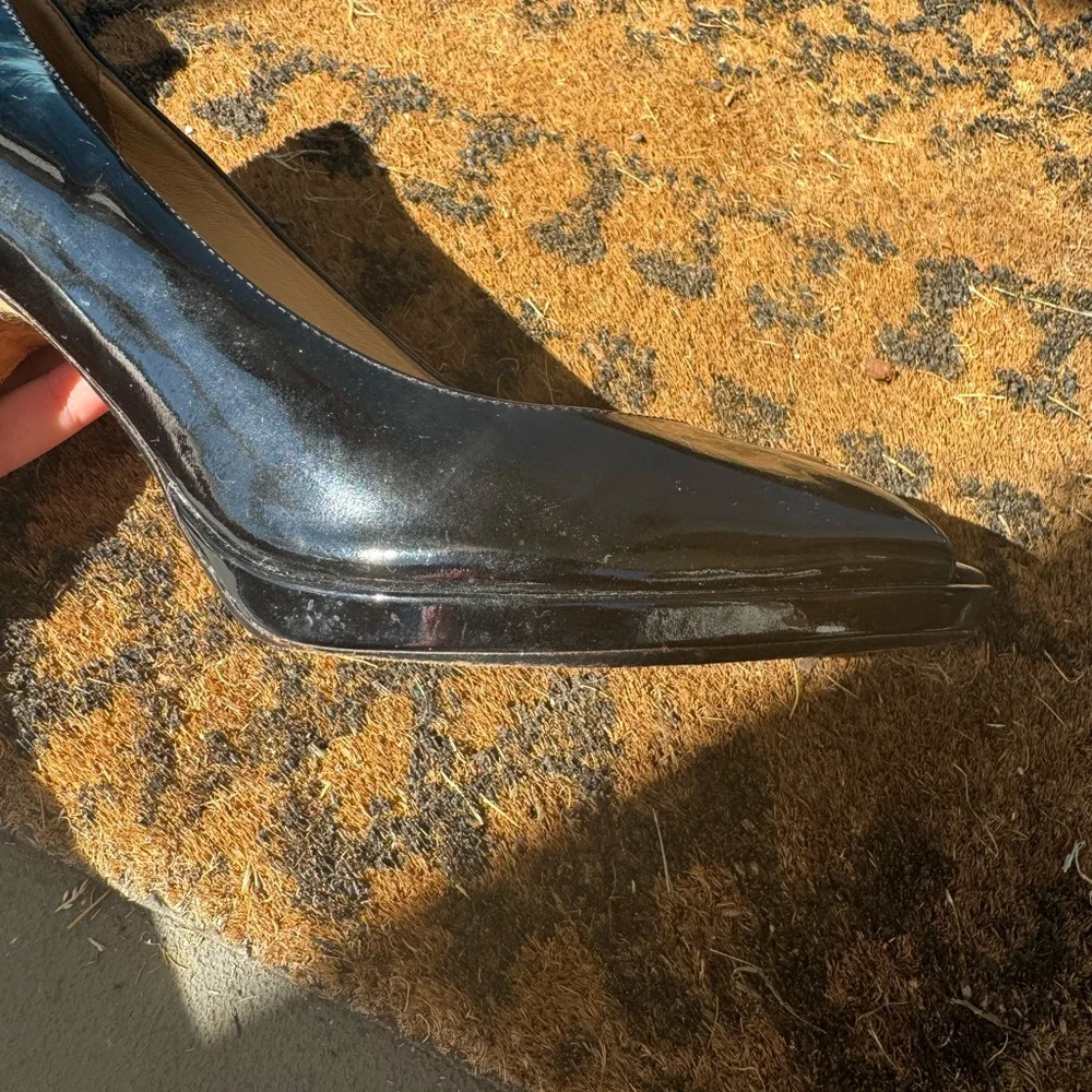 Cole Haan NIKE Air Black Patent Leather Peep Toe Heel Size 7